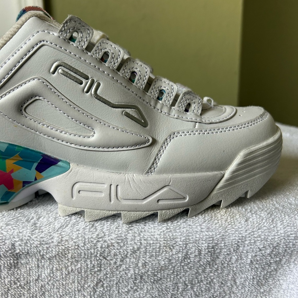 Fila Disruptor 2 Premium Platform White Sneakers with Colorful Heel Sz 8.5 - Picture 8 of 12